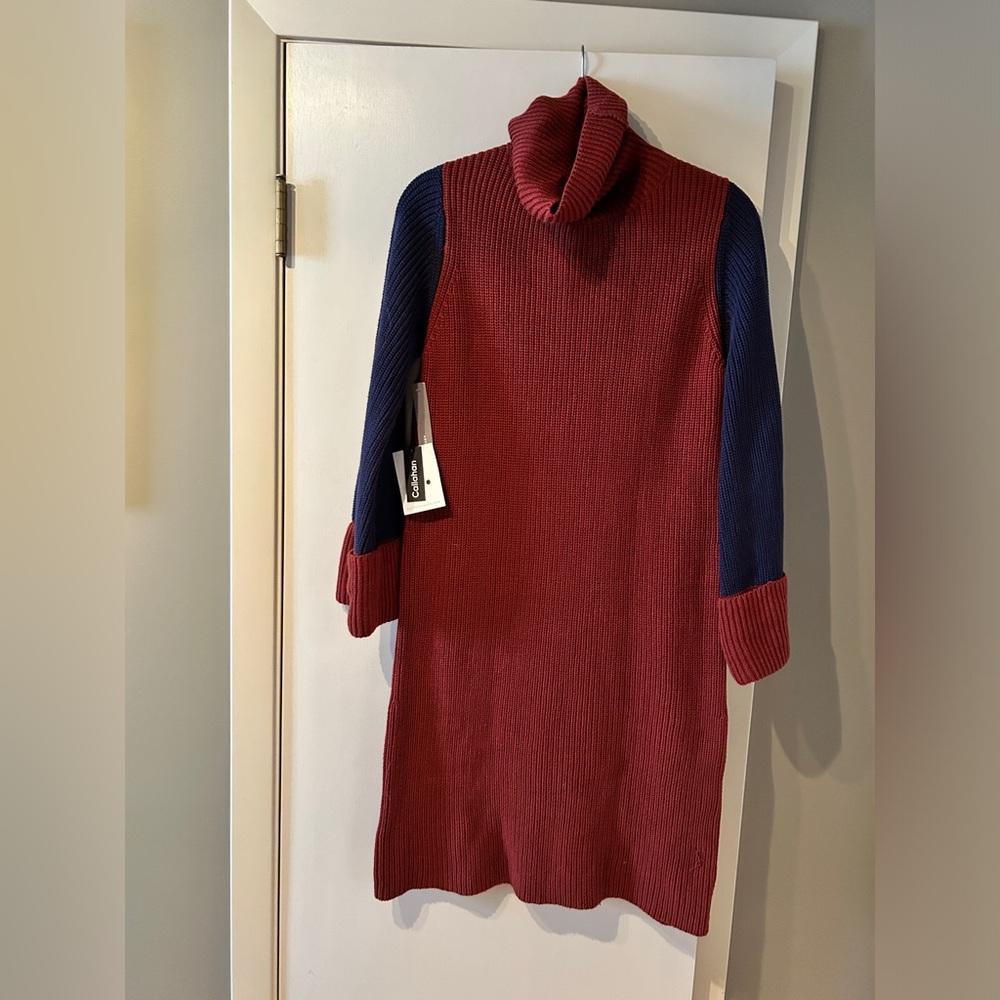 Anthropologie Callahan Knitwear Duffy Colorblock Turtleneck Sweater Dress XS New